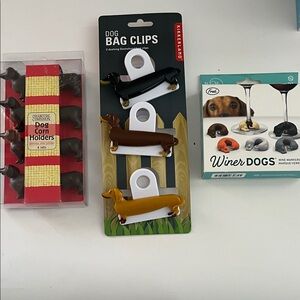 Kikkerland Dog Bag Clips - Black, White, Brown